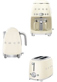 Resim Smeg 50's Style Krem Kettle - 1x2 Ekmek Kızartma Makinesi Ve Filtre Kahve Makine Seti-kremklftsfcdf 