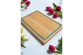 Resim Feyza Design Turkuaz Epoksi Dolgu Meşe Ağacı Kesme ve Sunum Tahtası 39 cm 