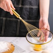 Resim 1 adet Altın Paslanmaz Çelik Balon Çırpıcı, Çok Fonksiyonlu Isıya Dayanıklı Mutfak Karıştırma Aracı, Yapışmaz Pişirme Gereçleri için İdeal, Çırpma, Yumurta Çırpma, Krema, Köpürtme ve Karıştırma için - Noel, Cadılar Bayramı, Paskalya, Hanuka, Şükran Günü için Mükemmel 