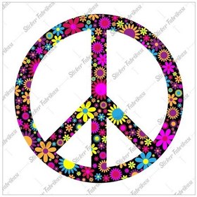 Resim Çiçekli Peace Simge Logo Sticker 00186 