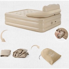 Resim EFSANE KAMP - Double King Başlıklı Otomatik Şişen Dahili Pompalı Çift Kişilik Şişme Yatak - 203*152*40cm 