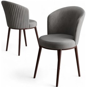 Resim Canisa Risa Serisi 4 Adet Mutfak Sandalyesi Kahverengi Metal Ayak 1.sınıf Babyface Kumaş Gri Sandalye Kahve Ayak 