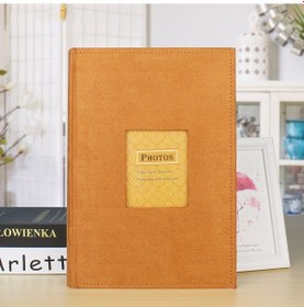 Resim 4r 6 İnç 300 Yaprak Bez Fotoğraf Albümü Retro Ekle Fotoğraf Albümü Kartpostal Depolama Fotoğraf Albümü Turuncu 