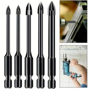Resim 5 adet Yüksek Verimli Evrensel Delme Aracı, Altıgen Shank Çapraz Yeniden Delme Üçgen Matkap Ucu, Cam Seramik Ahşap İşleme Elektrikli Aracı, Sert Alaşım Pas Geçirmez Aksesuar, Çapraz Mızrak Başlı Matkap Ucu 3/4/5/6/8mm 