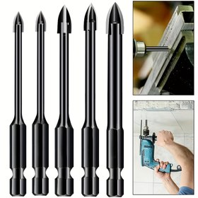Resim 5 adet Yüksek Verimli Evrensel Delme Aracı, Altıgen Shank Çapraz Yeniden Delme Üçgen Matkap Ucu, Cam Seramik Ahşap İşleme Elektrikli Aracı, Sert Alaşım Pas Geçirmez Aksesuar, Çapraz Mızrak Başlı Matkap Ucu 3/4/5/6/8mm 