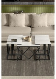 Resim Uslucan Alışveriş Orta Sehpa Ve Zigon Sehpa V Lüx 5'li Set Beyaz Çok Renkli 