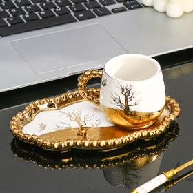 Resim Ev mutfakları, yemek odaları, oturma odaları için 1 set seramik kahve fincanları ve tabaklar, çay, kahve, süt, meyve suyu için fincanlar ve tabaklar, açık hava düğünleri, partiler, hediye verme, doğum günleri için uygun 