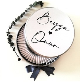 Resim Nişan Nikah Söz Çikolatası Metal Kutuda Madlen Çikolata Beyaz 100'lü 