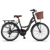 Resim Ümit 2810 Alanya Sepetli Kadın Şehir Bisikleti 28 Jant 21 Vites Siyah Kahverengi Çok Renkli 