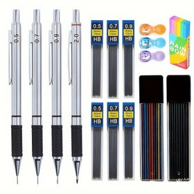 Resim JOMPENS Tam Metal Mekanik Kalem Seti, Fantezi Temalı Yenilenebilir Paslanmaz Çelik Kalemler, HB Kurşun, Çeşitli Tel Çap Paketi (0,5mm, 0,7mm, 0,9mm, 2,0mm) Sanat, Çizim, Ofis - 14+ Yaş için Uygun 