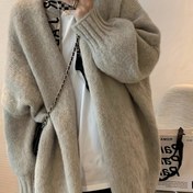 Resim Kadınlar için Asya Tarzı Katı Renkli Polyester Örgü Kardigan – Uzun Kol, Geniş Omuz, Açık Ön Sweater ile Kardigan Kollu – Polyester %79, Nylon %21 Blend Sonbahar/Kış 