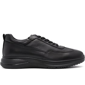 Resim Men's Black Lace-Up Leather Casual Sneaker 