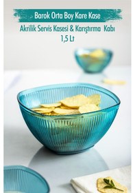 Resim Akrilik Barok Aquamarin Orta Boy Kare Meyve & Salata Kasesi 1,5 Lt Cam Değildir Aquamarin 