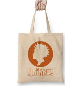 Resim Toyaso Haikyuu Anime Karasuno Shoyo Hinata Beyaz Bez Çanta Uzun Saplı Alışveriş Çantası Plaj Çantası Beyaz 