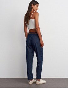 Resim Dilvin Duble Paça Kemerli Denim Pantolon Lacivert 
