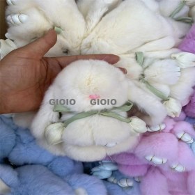 Resim Silver1 Gıoıo Yeni Yay Süsleri Tavşan Peluş Bebek Çekicilik Araba Anahtarlık Kolye (Yurt Dışından) 