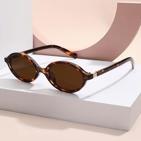 Resim 1 adet Basit Oval Kadın Gözlüğü, Küçük Çerçevelerle Erkekler ve Kadınlar İçin Uygun, Dayanıklı Metal Menteşeler | Moda Aksesuarları | 5 Renkte Mevcut, Leopar Desenli Vintage Kadın Dekoratif Gözlük 