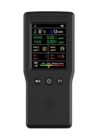 Resim Ganzhoushop Siyah Sıcaklık Sensörü Pm2.5 Pm10 Ölçer Nem Monitörü Yüksek Hassasiyetli Hava Formaldehit Dedektörü Co2 Arada Algılama 9'u 1 Arada - Ga 