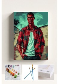 Resim Sayılarla Boyama Seti Numaralı Tuval Fırça Boya Ronaldo 40x50 Cm 