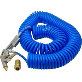 Resim Kompresör Spiral Hava Hortumu 15 mt Asturo Hava Hortum Tabancası Kısa 1/2 Hava Jakı 3 Lü Set 