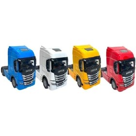 Resim Işıklı Sesli Pilli Çek Bırak Metal Oyuncak Iveco Tır Beyaz 