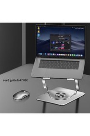 Resim markentegra Ergonomik Alüminyum Laptop Standı, Soğutmalı, 360° Döner, Mıknatıslı Fan 