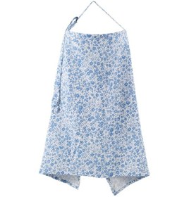 Resim Hangfox Mamalar İçin Yumuşak Pamuk Muslin Emzirme Örtüsü - Geniş Kaplama, Metal Kanca İle Taşınabilir, Stroller Ve Araç Koltuğu Kullanıma Uygun Mavi Çiçek Desenli 65x95cm 