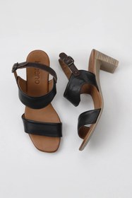 Resim Bueno Shoes Siyah Deri Kadın Topuklu Sandalet 01wu11100 