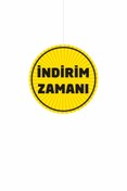 Resim cicigünler Indirim Zamanı Yazılı Mağaza Dönkartı Sarı Zeminli Çift Yön Baskı 