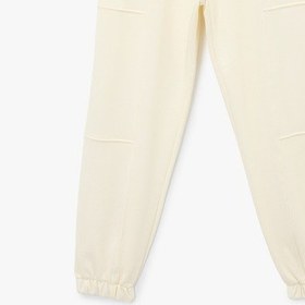 Resim Koton Pamuklu Yüksek Bel Dikiş Detaylı Cepli Jogger Eşofman Altı Ekru 6wal40106ık Ekru 