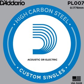 Resim D'Addario PL007 Plain Steel Elektro ve Akustik Gitar Tek Tel (7) 