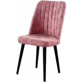 Resim Polo Sandalye - Milas Pembe - Ahşap Siyah Ayaklı 