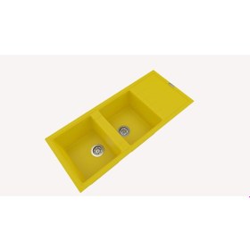 Resim Polex Cristalüx Granit Evye P-X116 Sarı 2 Hazneli Tezgah Altı Ve Tezgah Üstü Mutfak Evyesi 116.5x50.8 CM 