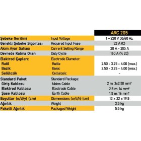 Resim Demiriz Arc 205 Dc Invertör Elektrod Kaynak Makinası 205 Amper (Dijital) 