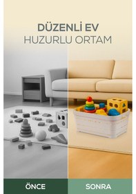 Resim Vienev 4'lü Kapaklı 2,8 Litre Delikli Saklama Kutusu Mavi Mavi 