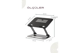 Resim 2 Tüm Modellerle Uyumlu Metal Kolay Ayarlanır Katlanabilir Siyah Laptop Standı Yükseltici Laptop Sehpası 