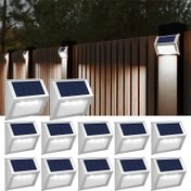 Resim Güneş Enerjili Dış Mekan Işıkları, 12 Adet Güneş Enerjili Döşeme Işıkları, Çitler için Uygun Güneş Enerjili Çit Işıkları, Avlular, Bahçeler, Yollar, Soğuk Beyaz-Sıcak Beyaz 