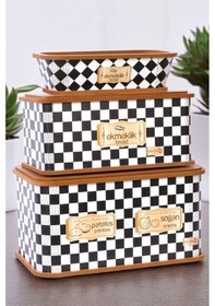 Resim Morponi 3'lü Ahşap Patates Soğanlık Ekmeklik Sebzelik Sepeti Ekmek Sepeti Kutusu Ahşap 