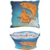 Resim Balıkçı Olta Baskılı Battaniyeli Opsiyonel Yastık Kırlent (522627923) 