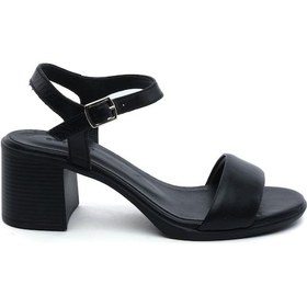 Resim Greyder 59043 Siyah Hakiki Deri Kadın Topuklu Sandalet-907 Siyah 