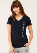 Resim U.S. Polo Assn. Kadın Lacivert V Yaka Basic T-shirt 