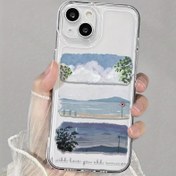 Resim Küçük Taze Manzara için Uygun Yazlık Yağlıboya Yumuşak Kabuk iPhone16/15promax/14/13/12/11/XR/xs/7/8/se2/se3/12mini/13mini için Uygun Şeffaf Cep Telefonu Kılıfı 