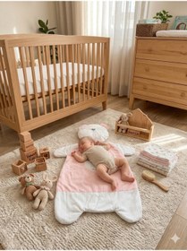 Resim Bebitof Unisex Ayıcık Figürlü Jakarlı Lüks Alt Açma Seti - 0-12 Ay Bebek Alt Açma Minderi Matı 