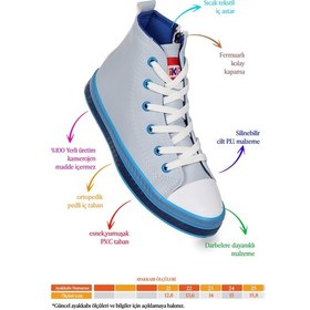 Resim Kiko Kids Pant Günlük Bağcıklı Fermuarlı Erkek Bebek Spor Ayakkabı Mavi Mavi 