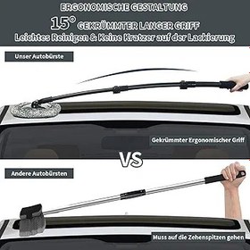 Resim DU Life 15° yay araç yıkama fırçası kiti, mikrofiber bezli, araba, teleskopik sap, 113 cm alüminyum araç yıkama fırçası, yumuşak mikrofiber paspas, uzun saplı (paspas kafası) 