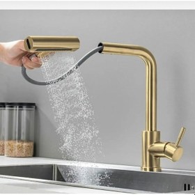 Resim İsaoğlu Yapı Mat Gold Spiralli Mutfak Bataryası Şelale Akış Fonksiyonlu Mat Gold Uzayan Sistem Evye Armatür Gold 
