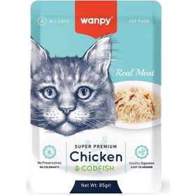 Resim Wanpy Pouch Tavuklu & Morina Balıklı Yaş Kedi Maması 85 G 