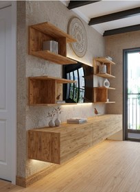 Resim Resital Ledli Duvara Monte Tv Sehpası - Çam - W6010-6 Çam 