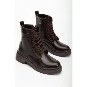 Resim Kadın Parlak Günlük Kahverengi Cilt Kalın Tabanlı Postal Bot Resimdeki Renk 