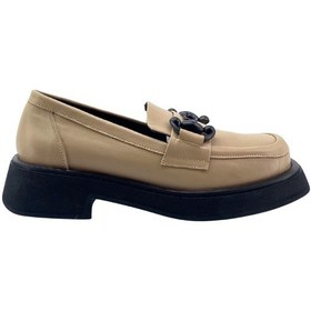 Resim Albini 2610953 Hakiki Deri Kadın Loafer Ayakkabı Bej 